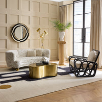 Op Art Mirror with Parker Curved Sofa