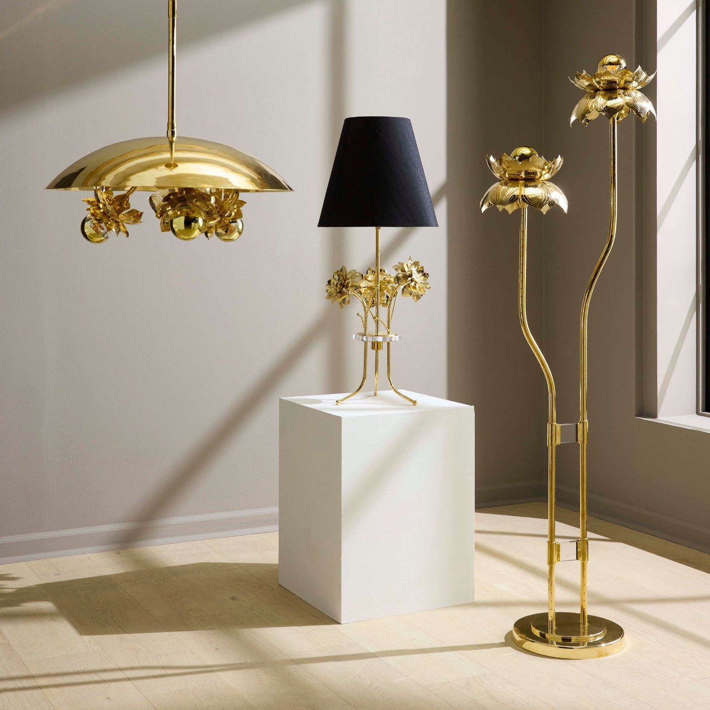 Brass Flower Floor Lamp
