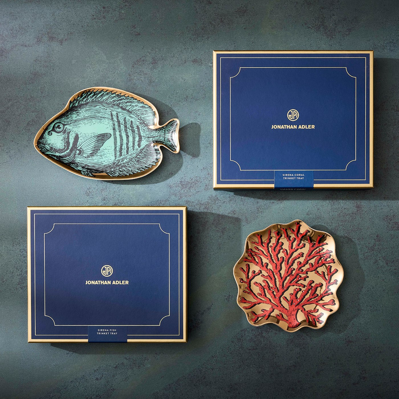 Sirena Coral Trinket Tray - styled view