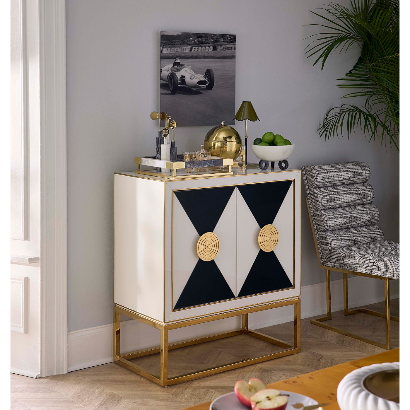 Op Art Cabinet in Brass and Glass | Jonathan Adler