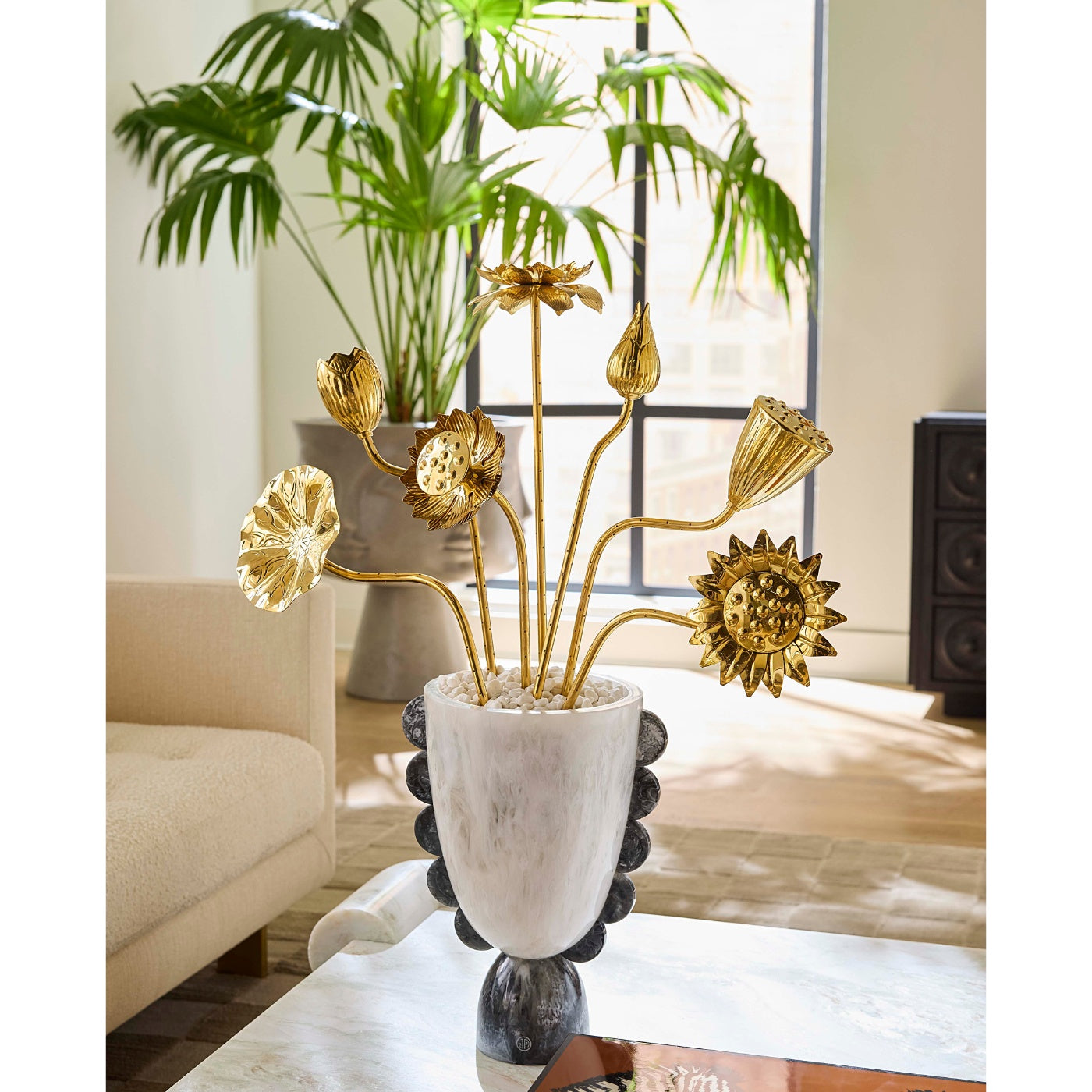 Brass Flowers Bouquet with holiday gifts