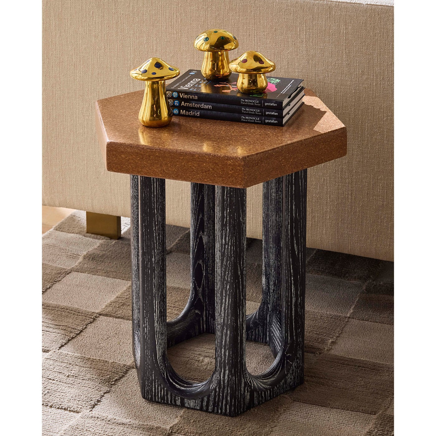 Brass Mushroom Small Box with Coliseum Accent Table