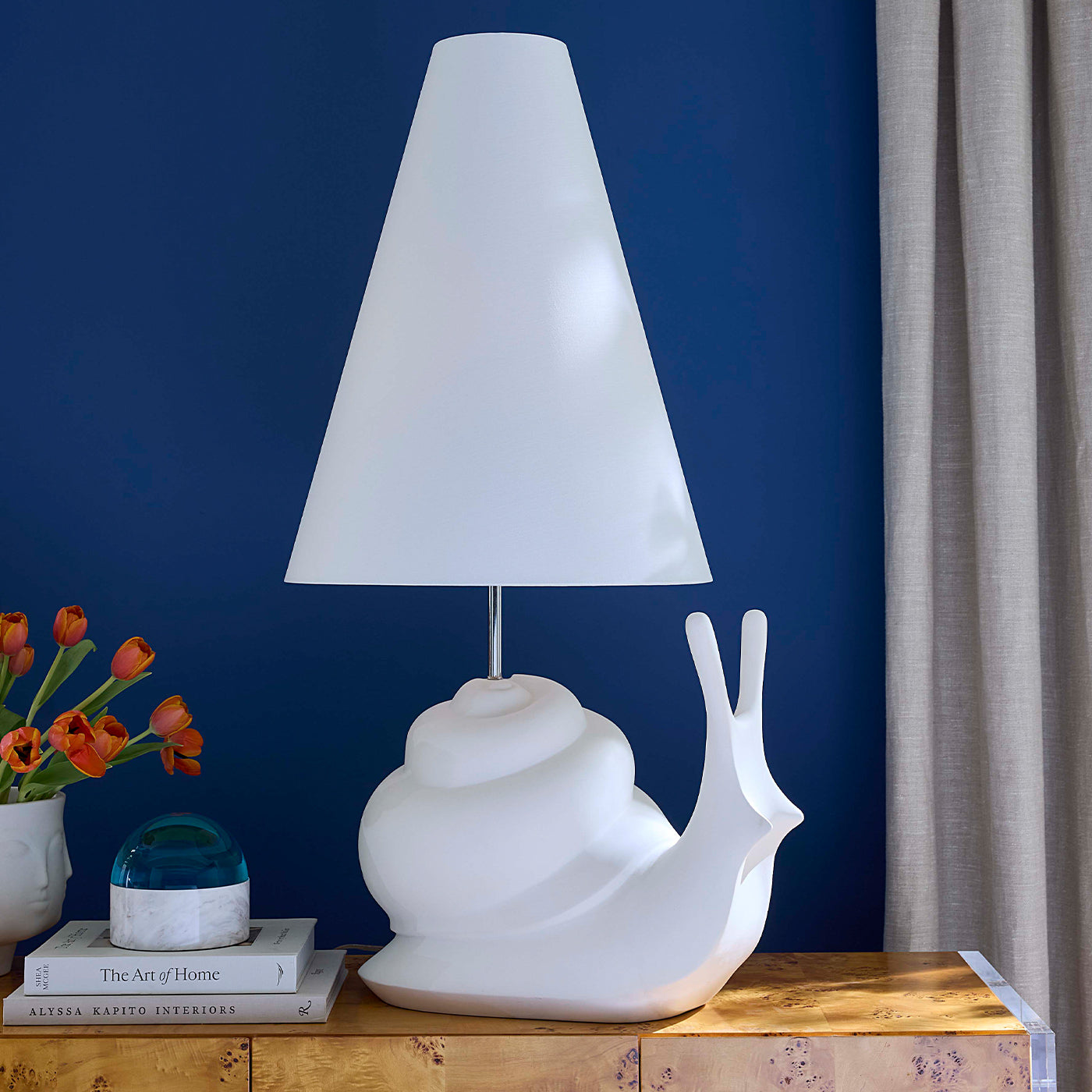 Giant Snail Table Lamp - styled view