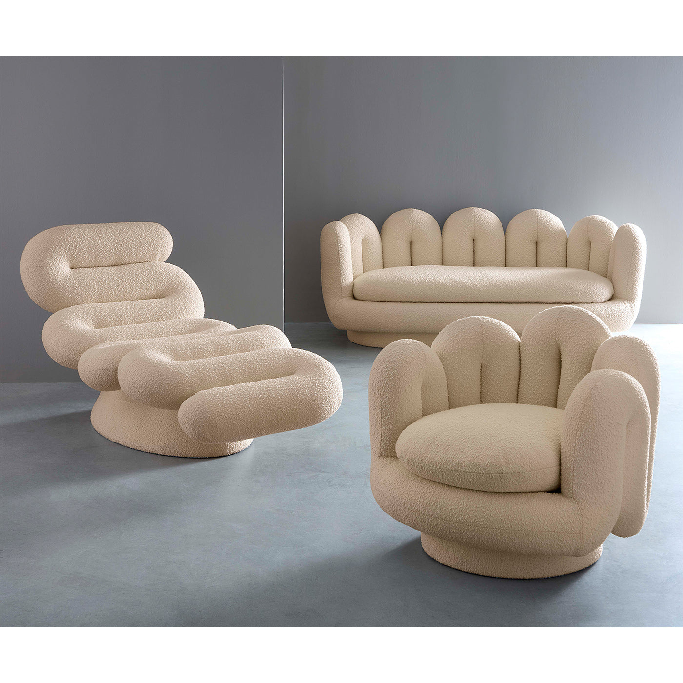 Serpentine Chaise in Boucle Upholstery | Jonathan Adler