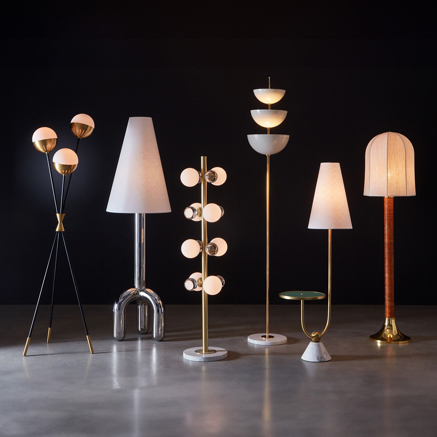 lisbon lighting with ether curved sofa