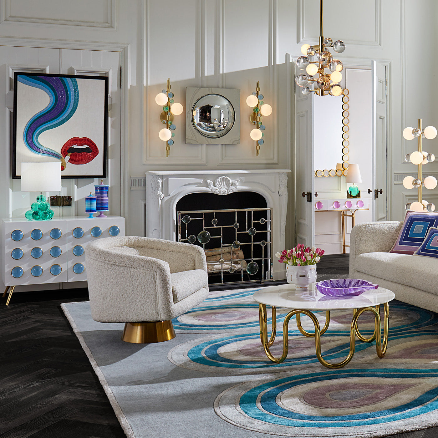 milano hand tufted rug blue purple - detailed view