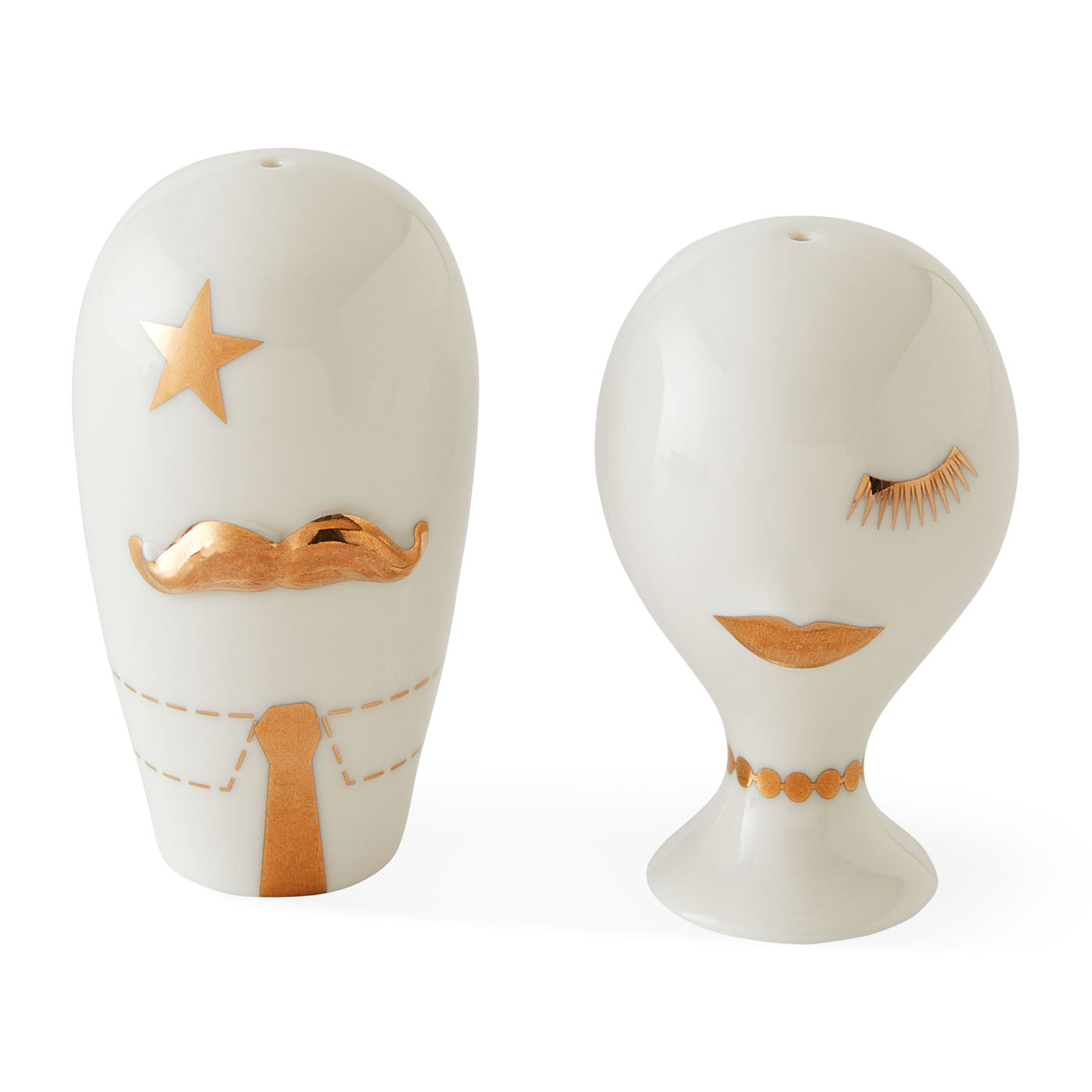 Gilded Mr Mrs Salt and Pepper Set - styled view