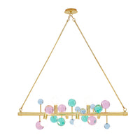 globo six-light linear chandelier acrylic multicolor brass - front view