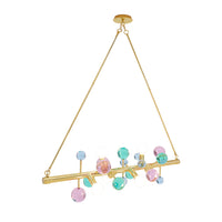 globo six-light linear chandelier acrylic multicolor brass - detail view
