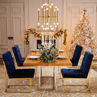 eve candelabra bond dining table goldfinger dining chairs christmas tree - styled view