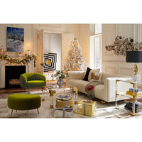 slim aarons "skier in vermont" photograph christmas living room - styled view