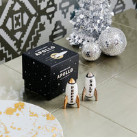 apollo salt and pepper set porcelain black white gold with box - angle view 2