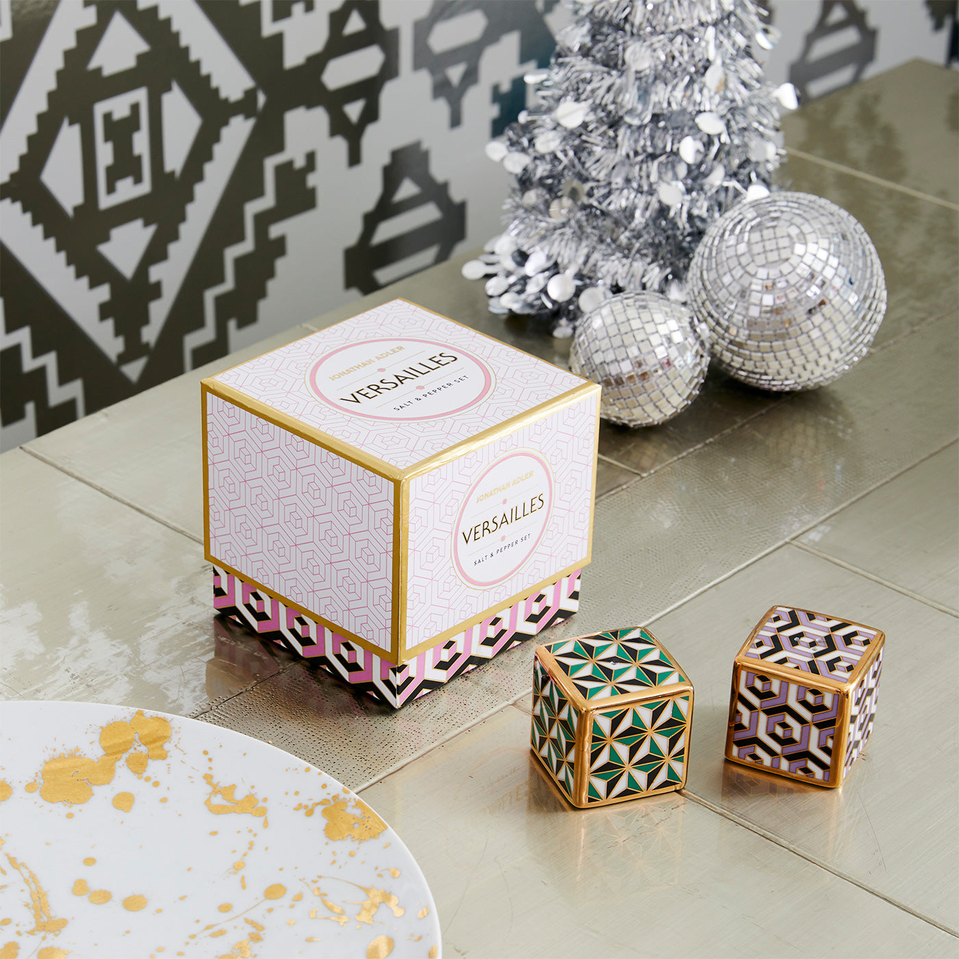 versailles salt and pepper set holiday - styled view