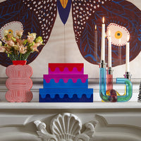 pompidou acrylic candle holder ripple box stacked holiday mantle - styled view 2
