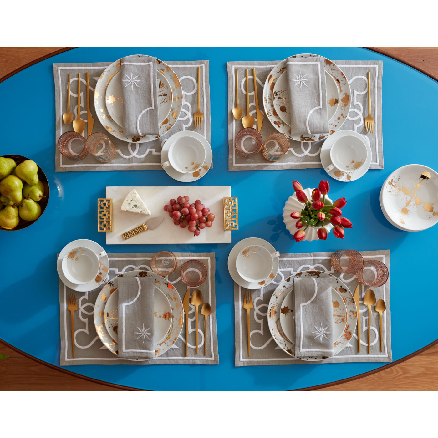 1948 dinnerware collection maxime table linens - styled view