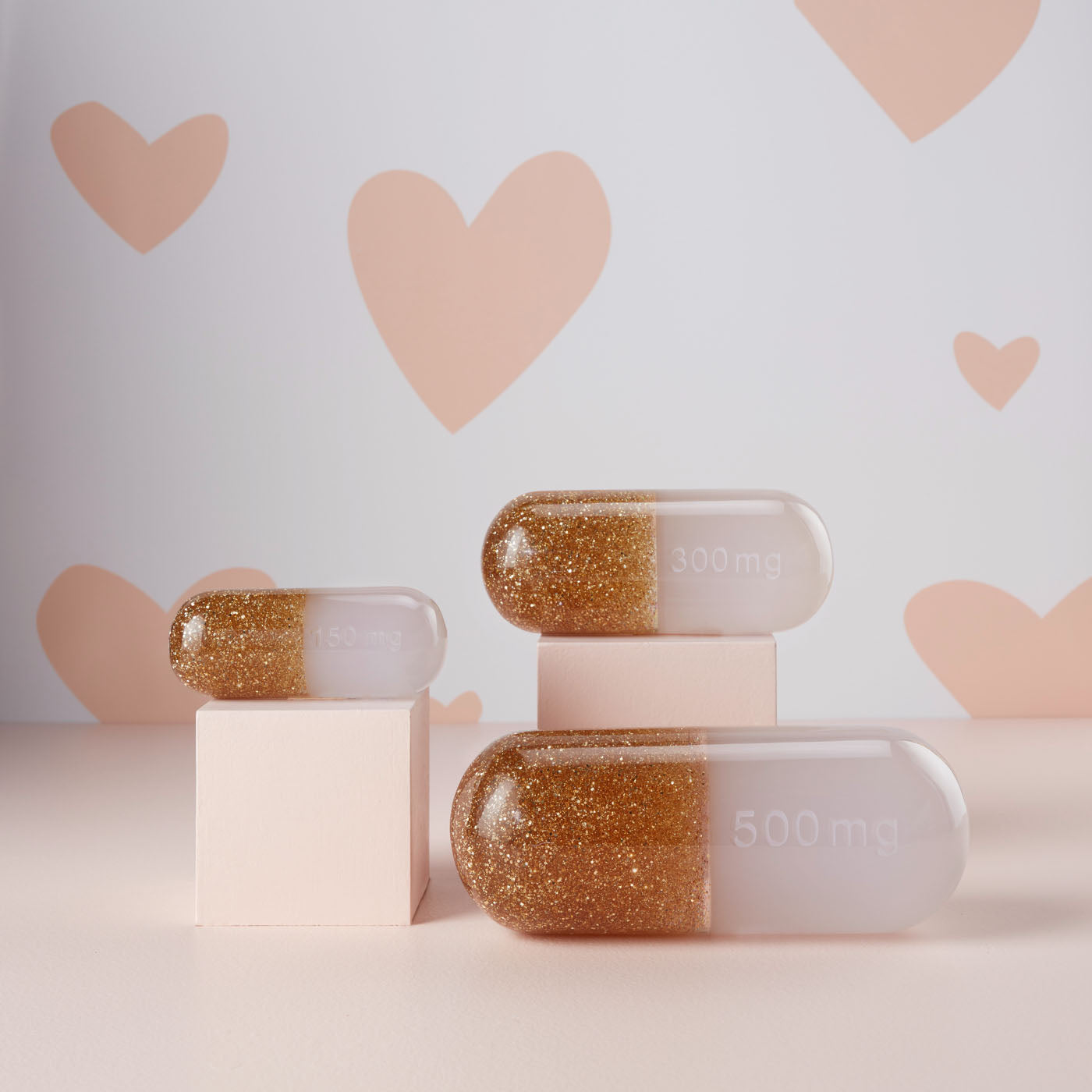 glitter acrylic pill collec tion - styled view