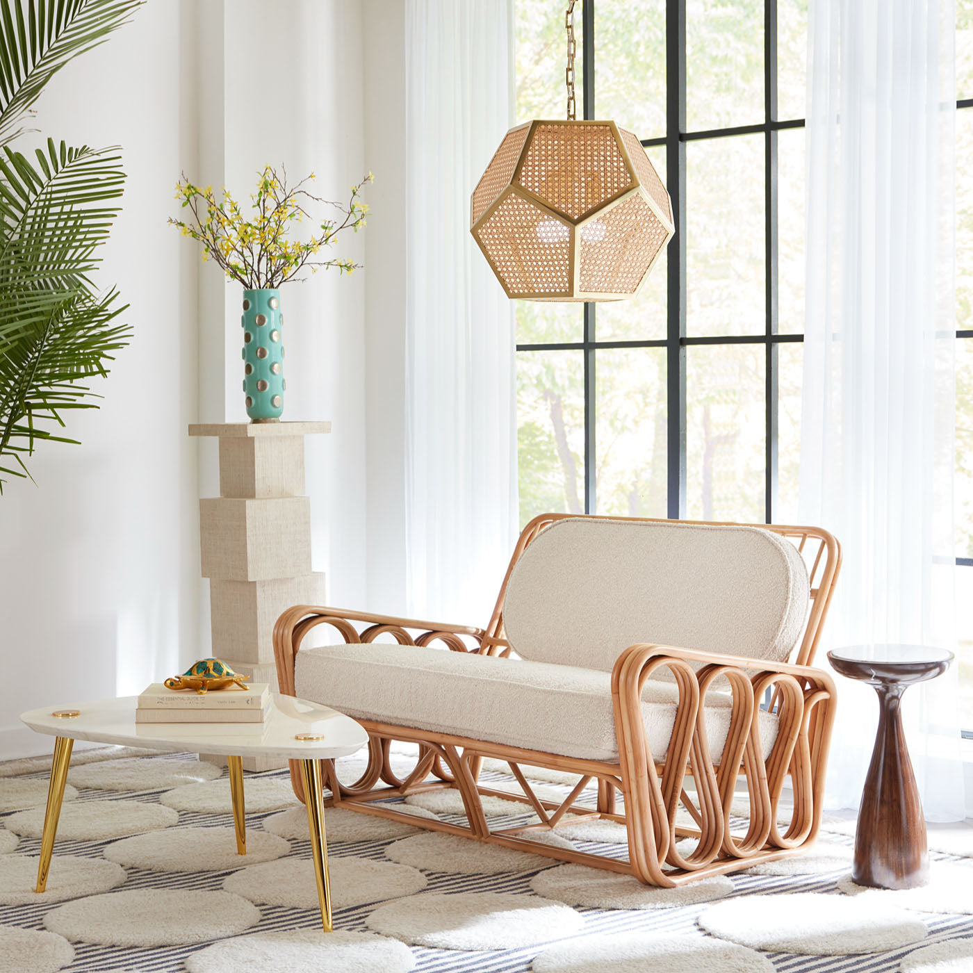 buenos aires drinks table with riviera settee - styled view