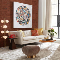 globo floor lamp clear acrylic brass frame - side view