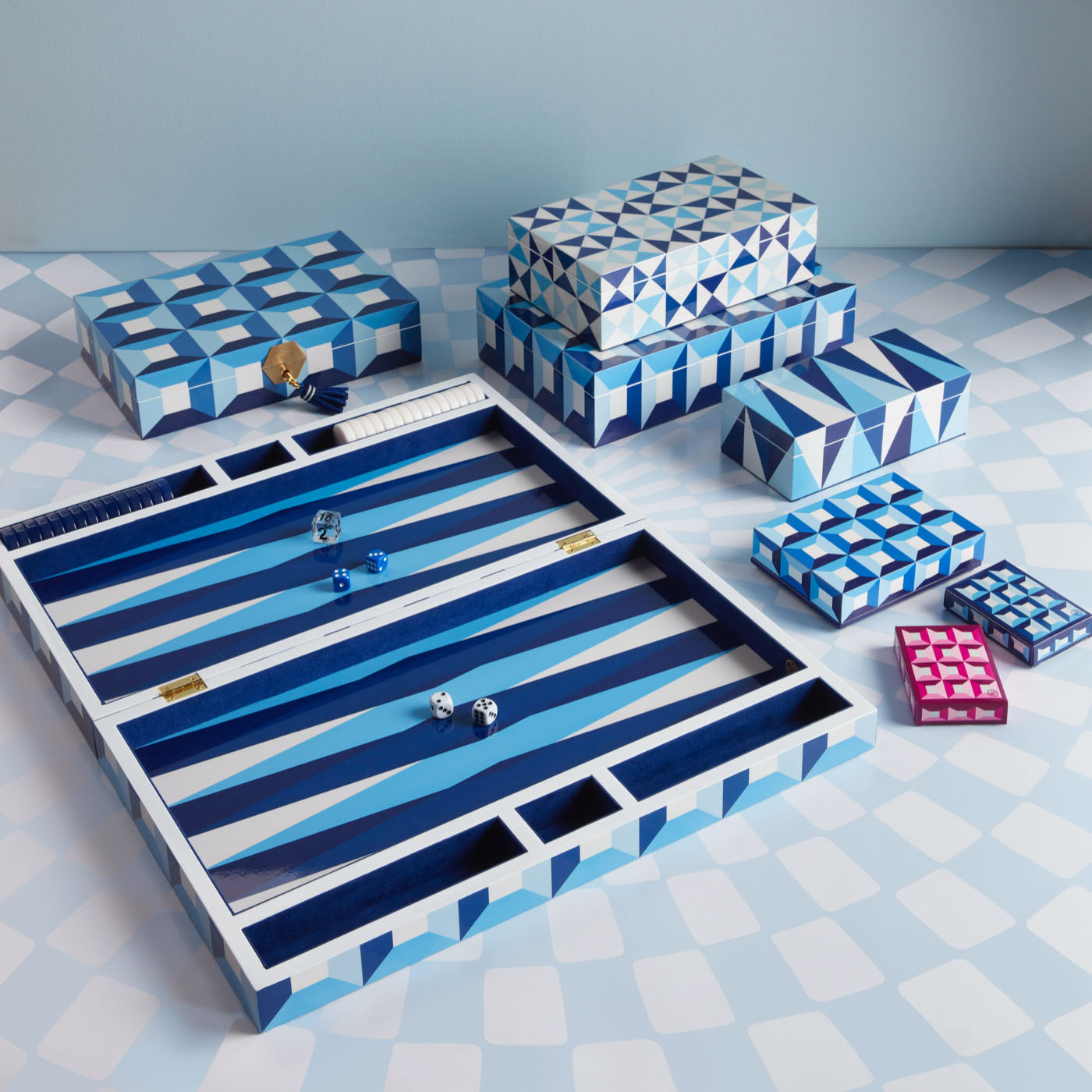 sorrento lacquer box collection holiday stacked - styled view