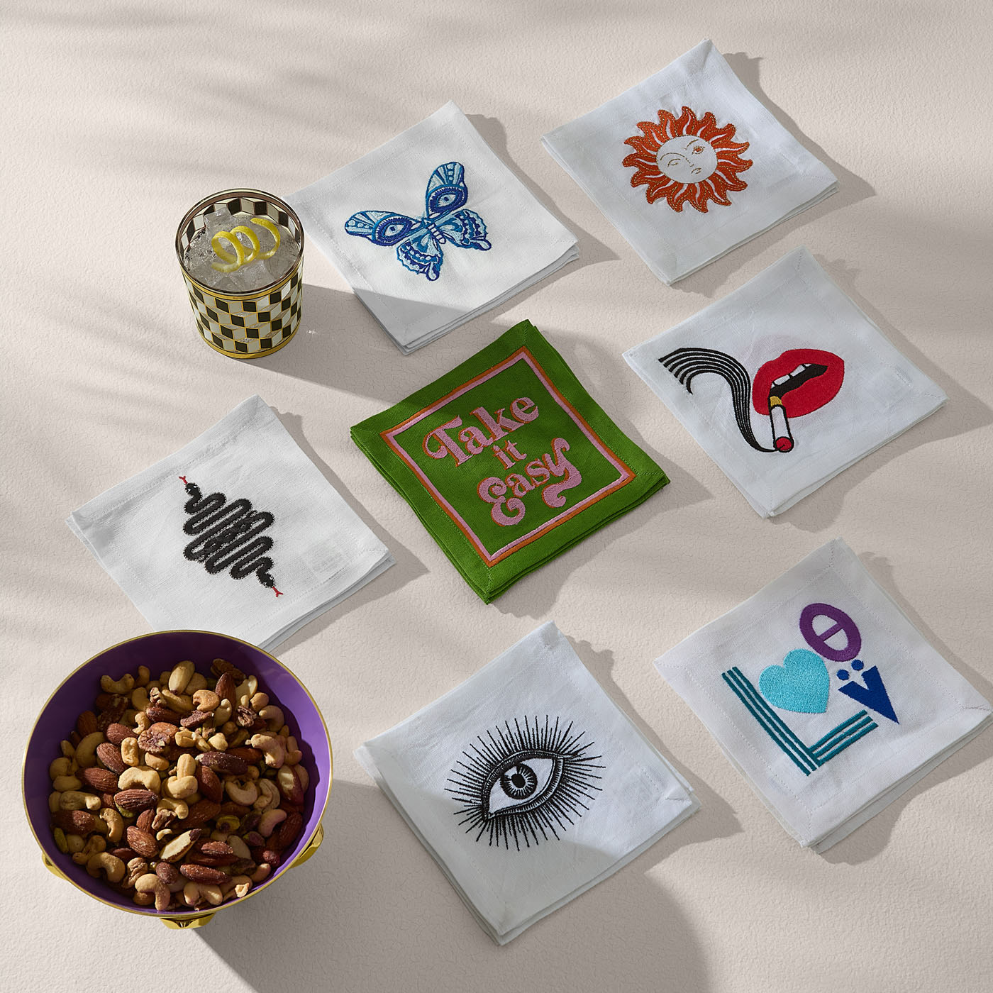 snake cocktail napkins - group view