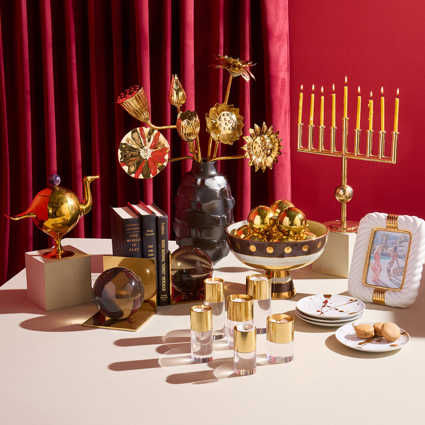 Brass Flowers Bouquet with Delphine Bar