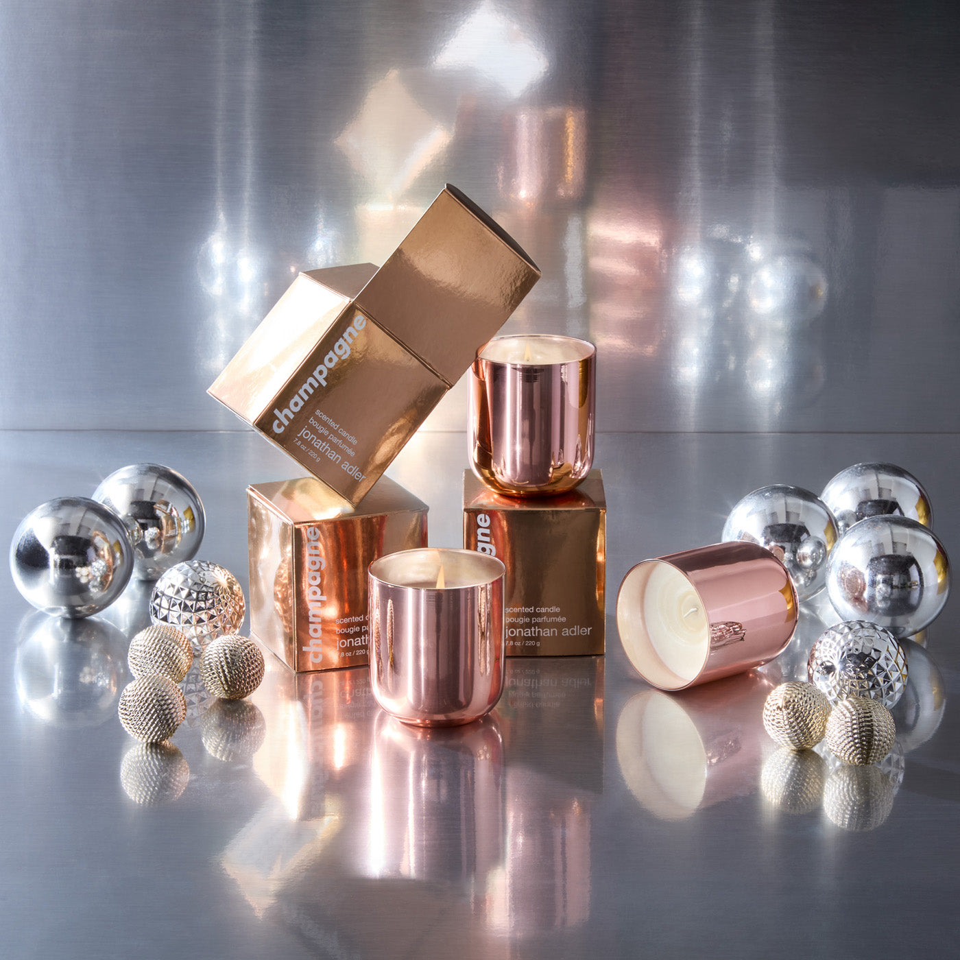 champagne pop candle box gold - holiday shot