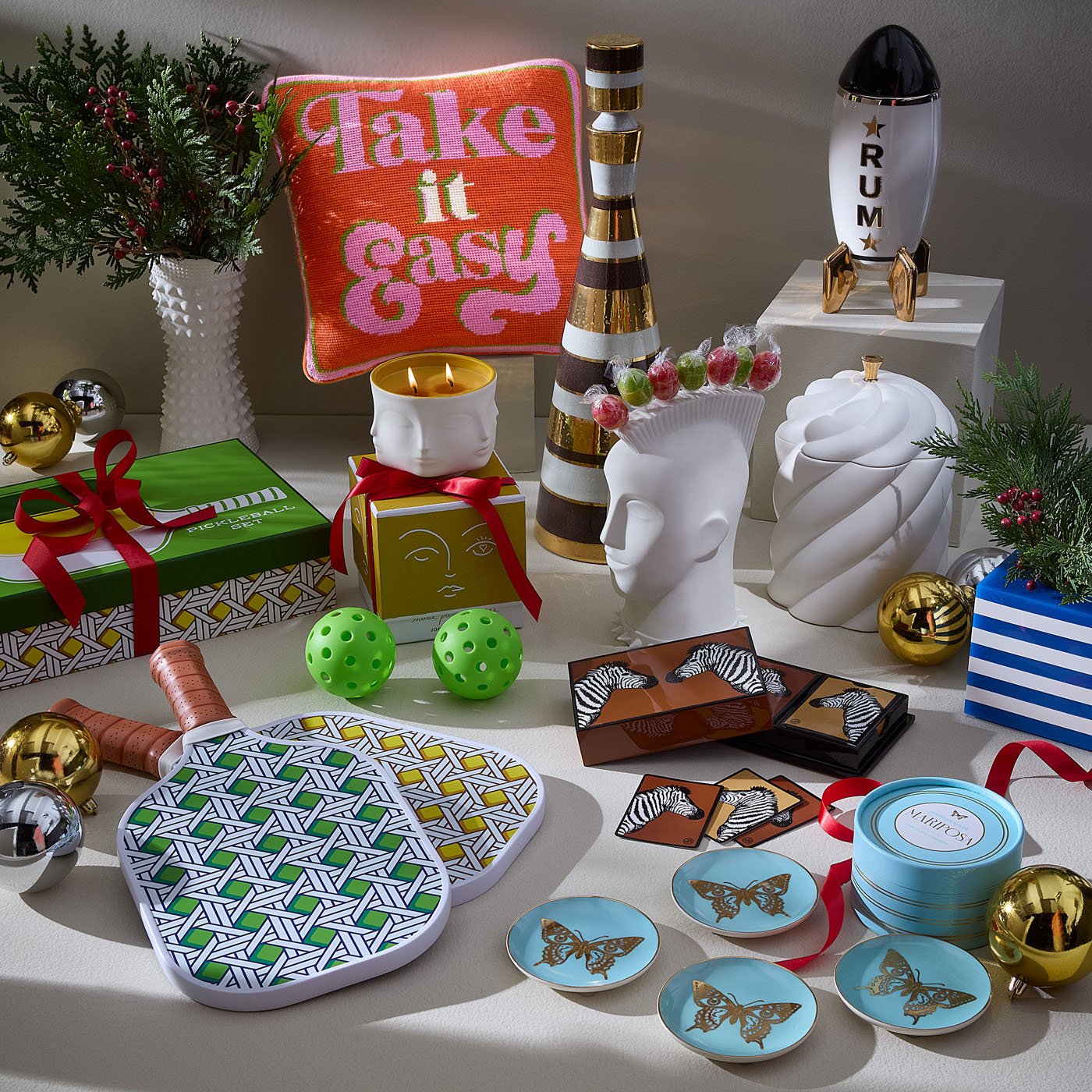 Mariposa Coasters in Porcelain with Gold Accents | Jonathan Adler