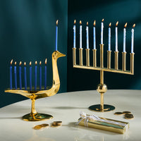 Brass Bird Menorah - group view
