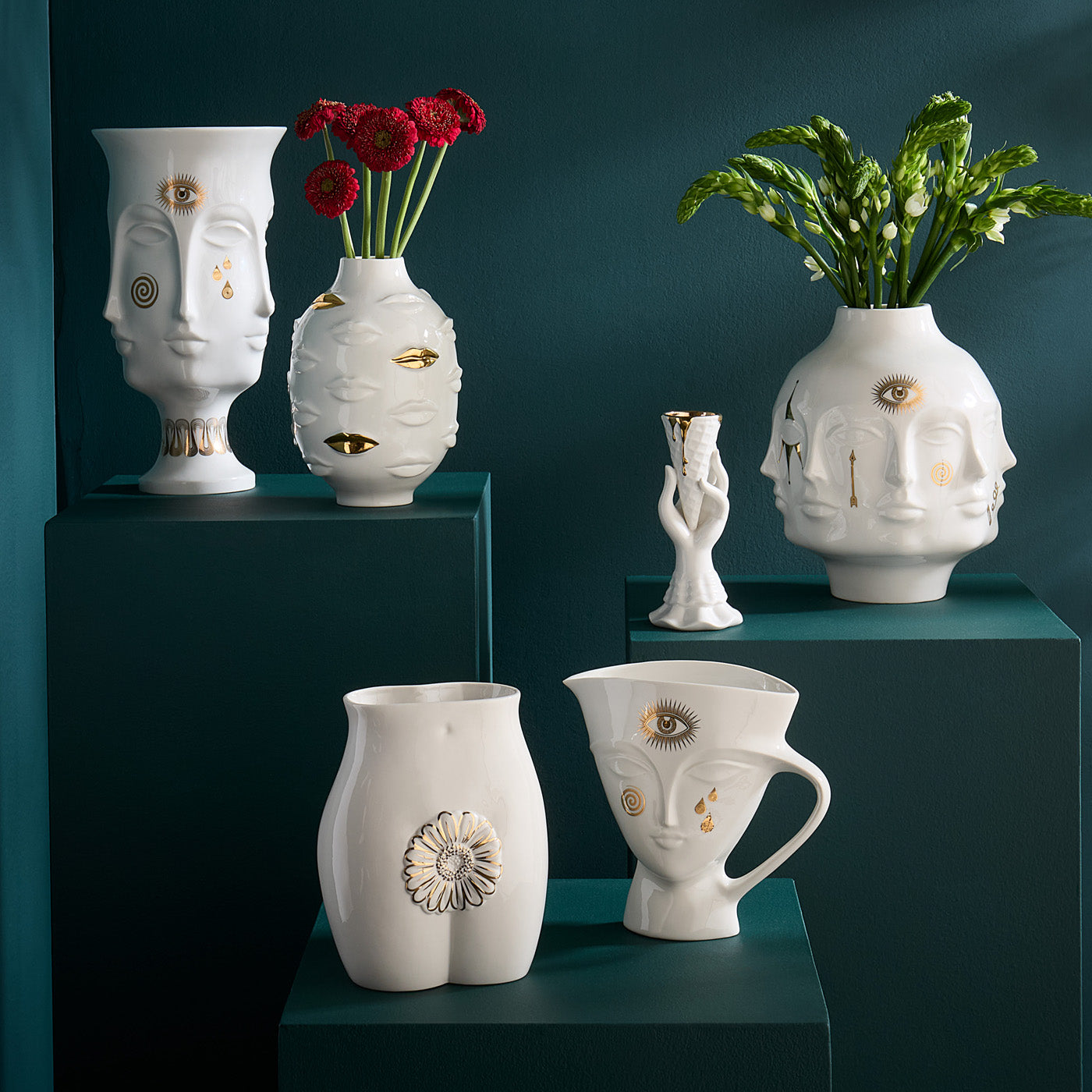 gilded dora maar urn porcelain white accents gold - holiday shot