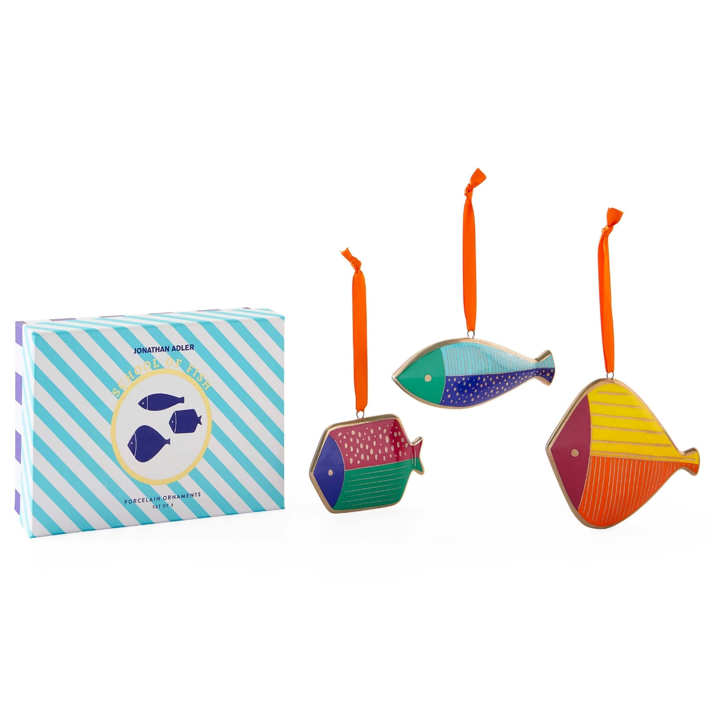 School of Fish Ornament Set with box - group view