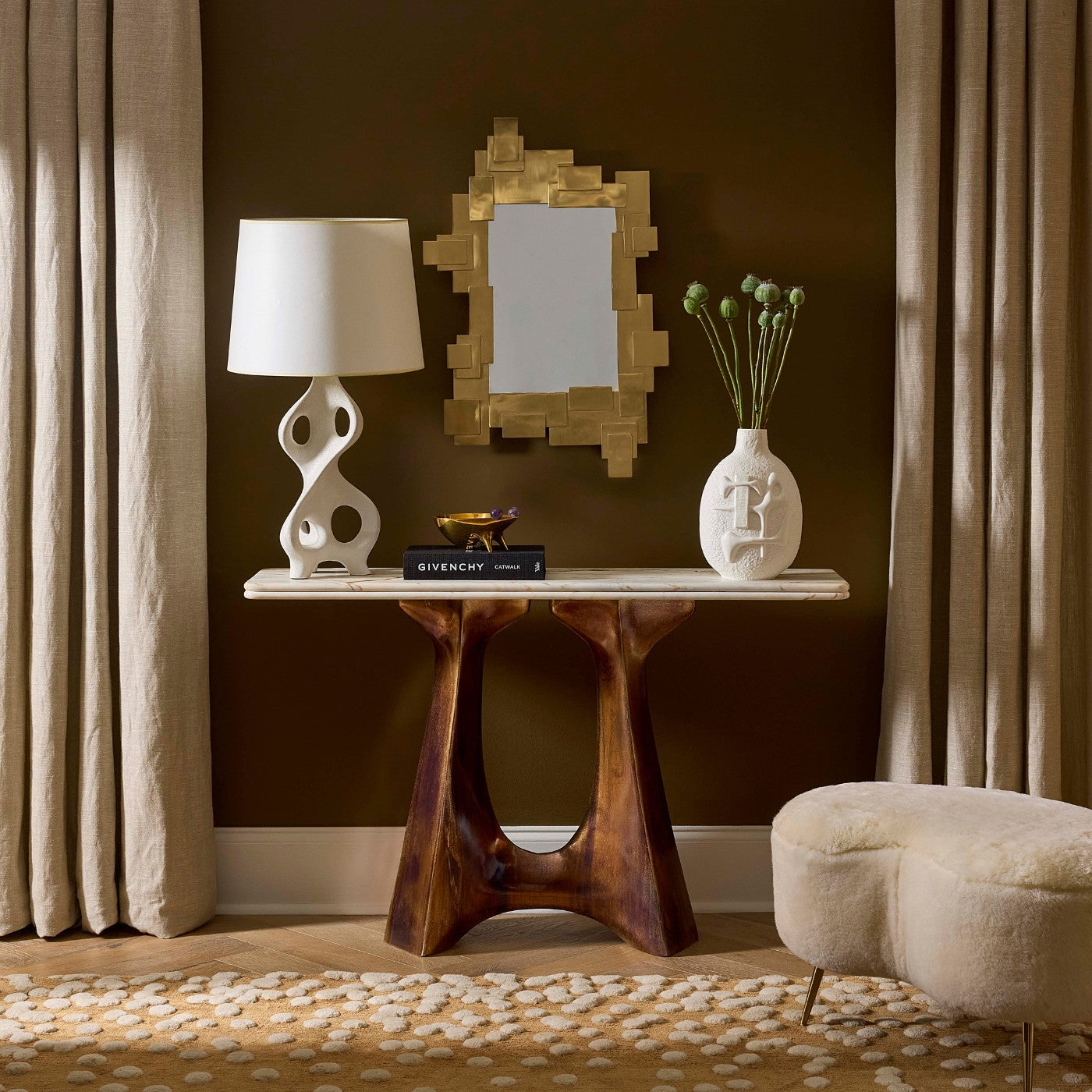 Oscar Console with Molecule Lamp - styled view