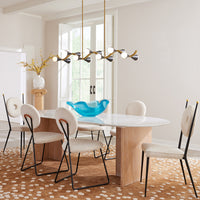 brussels t base dining table with ventana chandelier