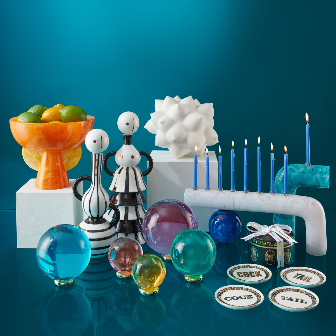 Acrylic Orb Set in Acrylic and Brass | Jonathan Adler