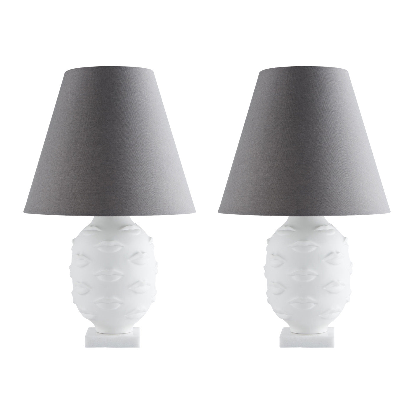 gala round table lamp porcelain white shade grey bundle - styled view