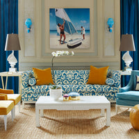 slim aarons "boating in antigua" photograph lampert sofa - styled view