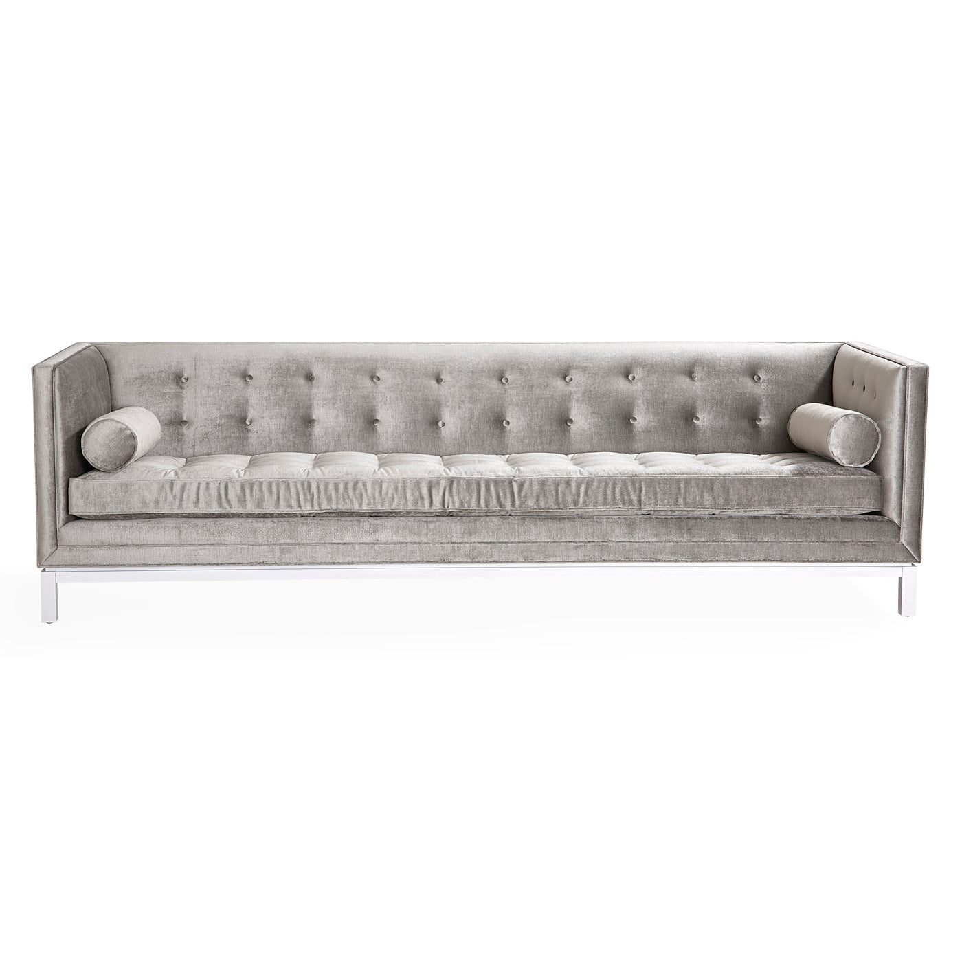 lampert grand sofa brussels charcoal velvet white base - front view