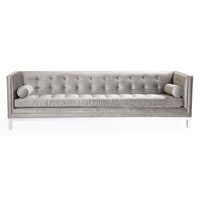 lampert grand sofa brussels charcoal velvet white base - front view