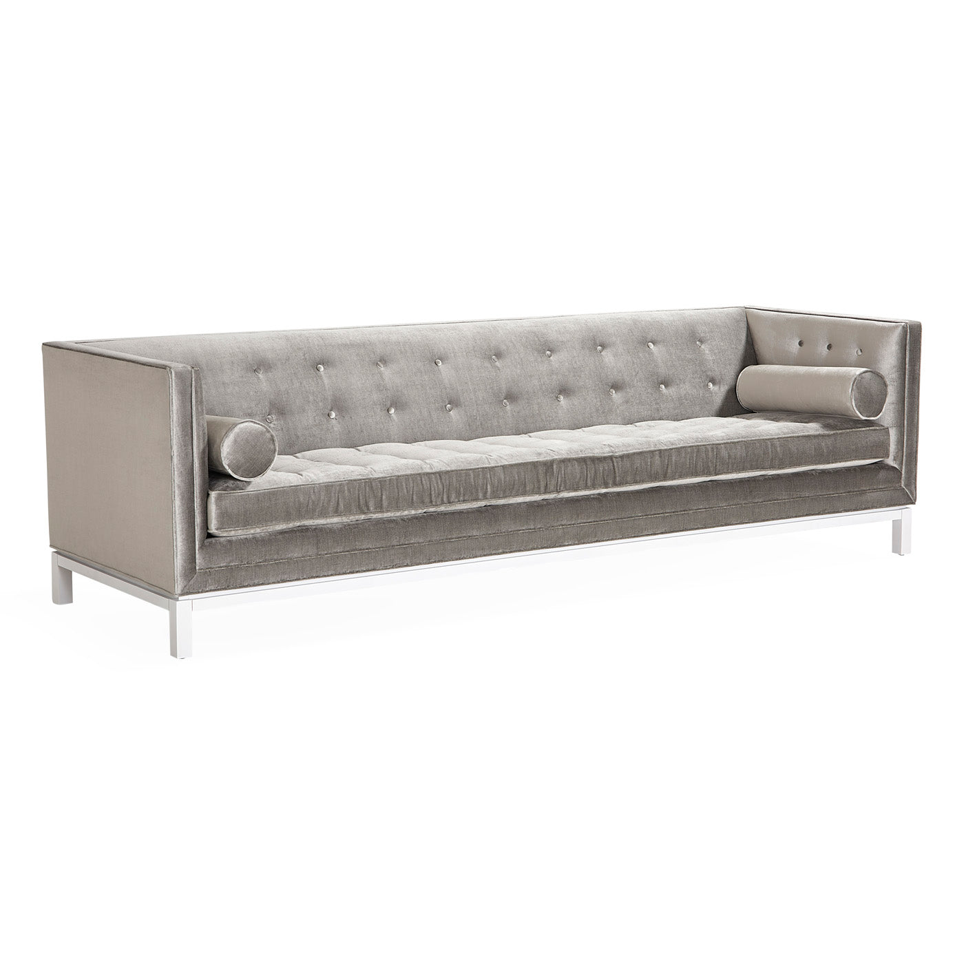 lampert grand sofa brussels charcoal velvet white base - side view