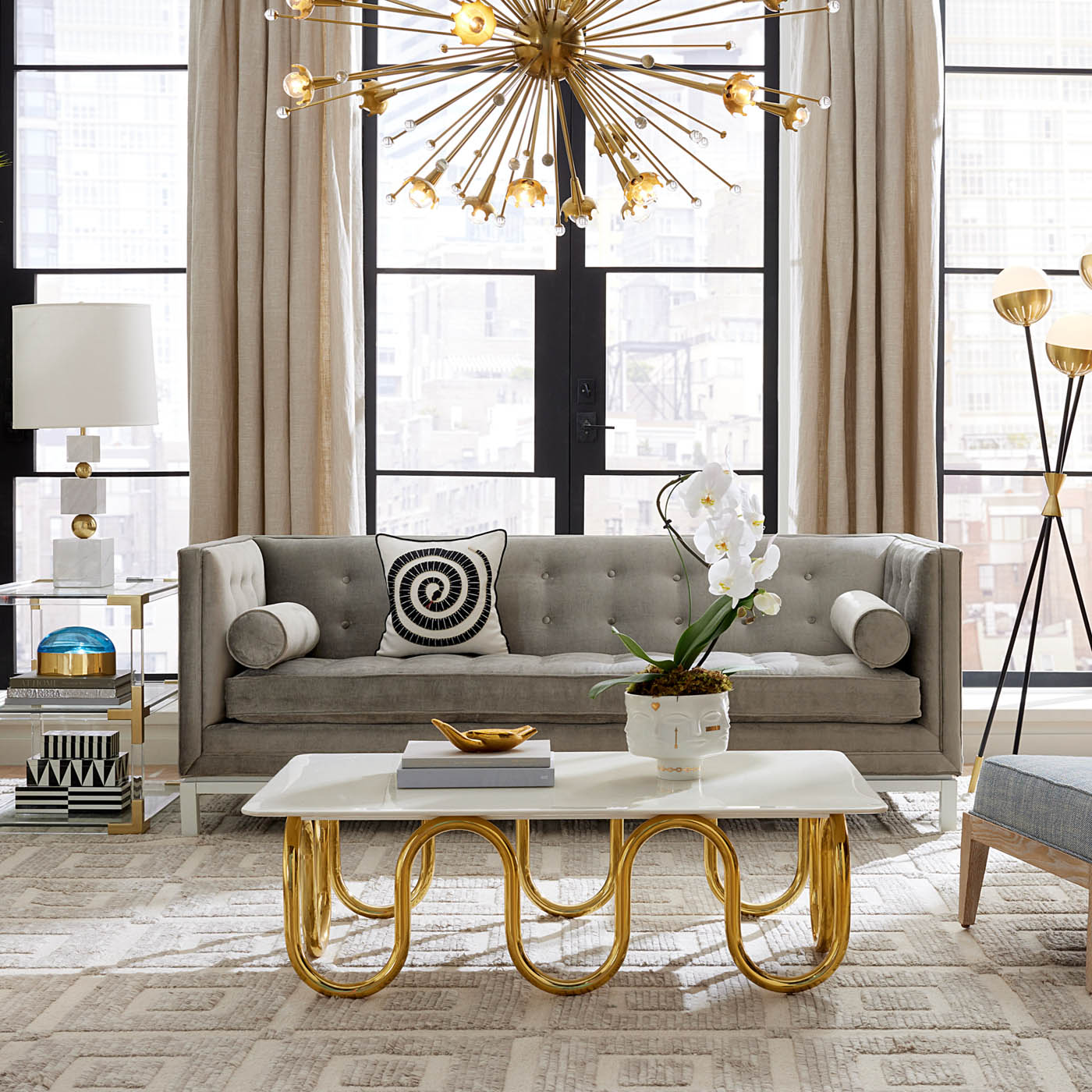Lampert Grand Sofa in Polyester | Jonathan Adler