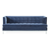 lampert t-arm sofa venice mariner blue velvet white base - front view