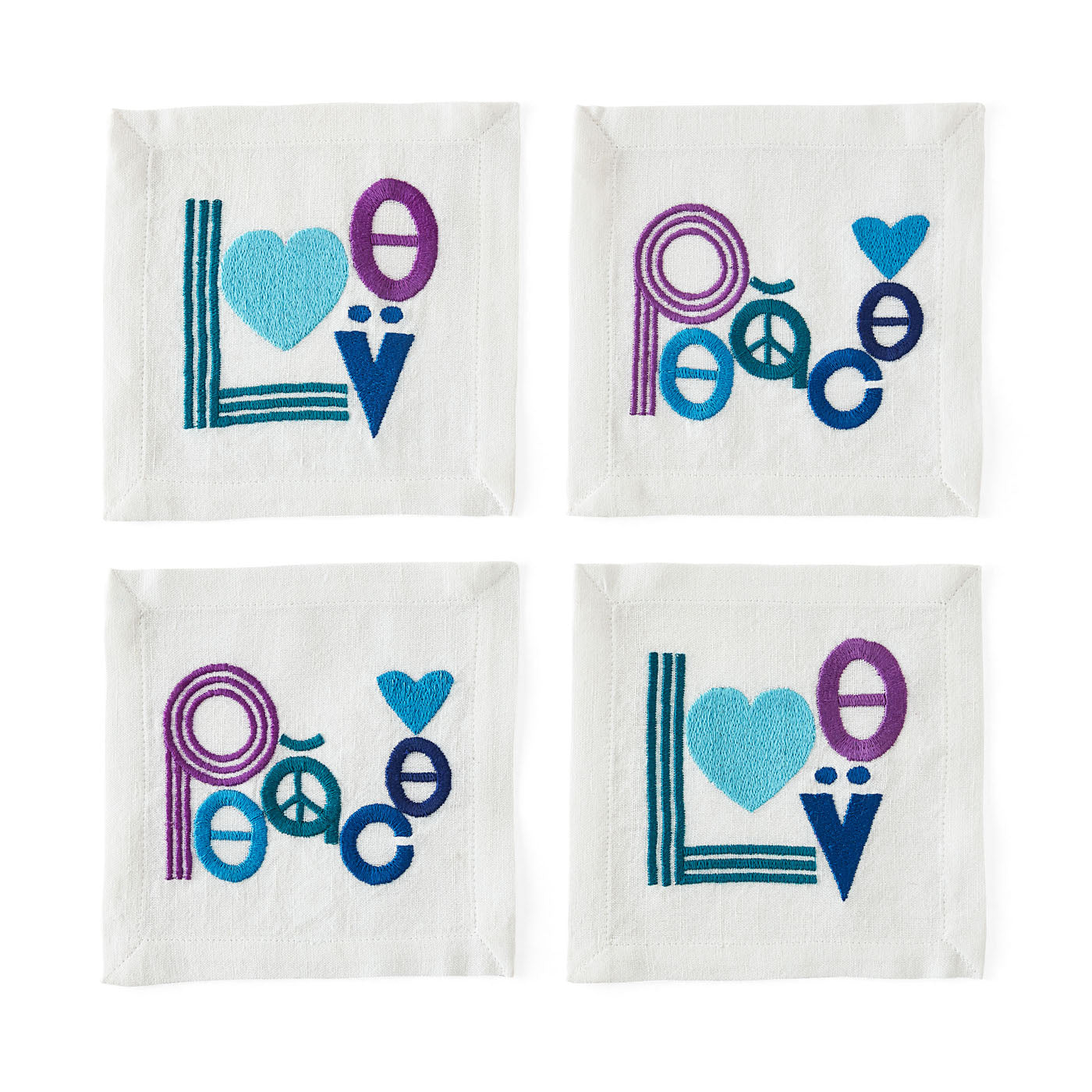 Love and Peace Cocktail Napkins - front view