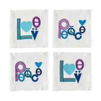Love and Peace Cocktail Napkins - front view