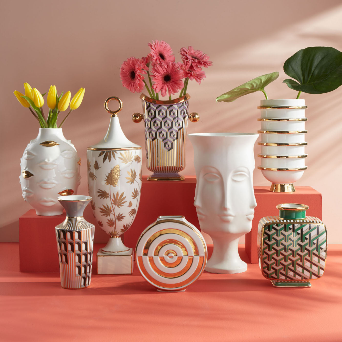 Gilded Gala Round Vase in Porcelain | Jonathan Adler