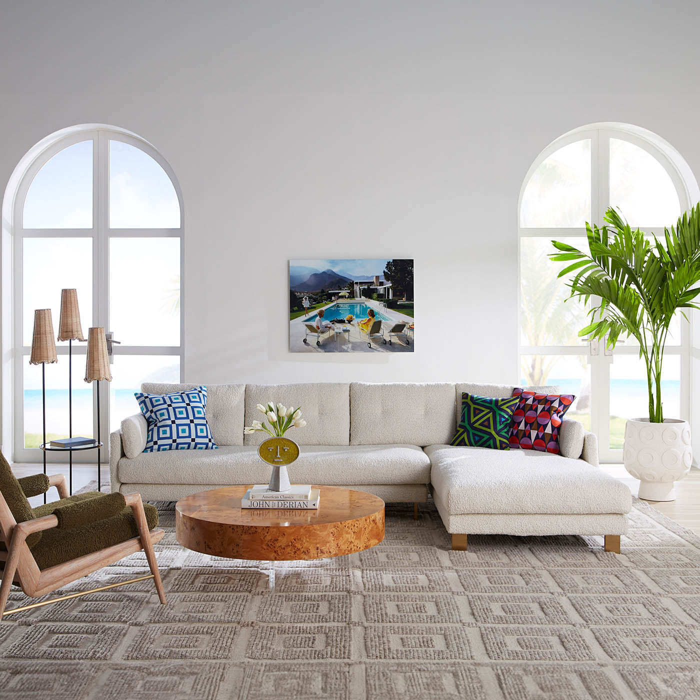 Malibu Sectional LAF Cirrus Powder - styled view