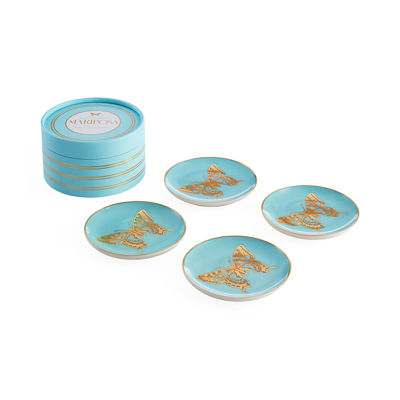 Mariposa Coasters in Porcelain with Gold Accents | Jonathan Adler