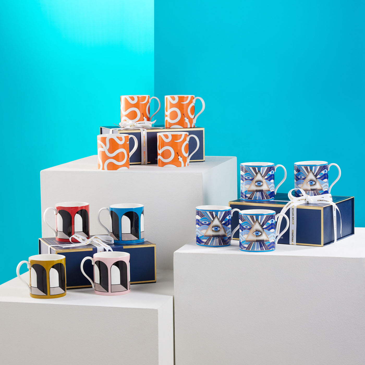 eden mug set porcelain orange full set - angle view
