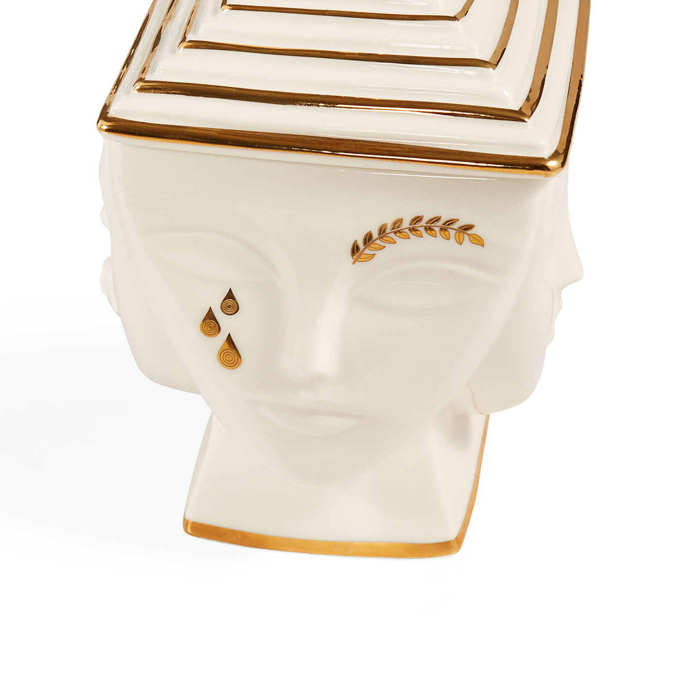 Gilded Masquerade Box in Porcelain with Gold Accents | Jonathan Adler