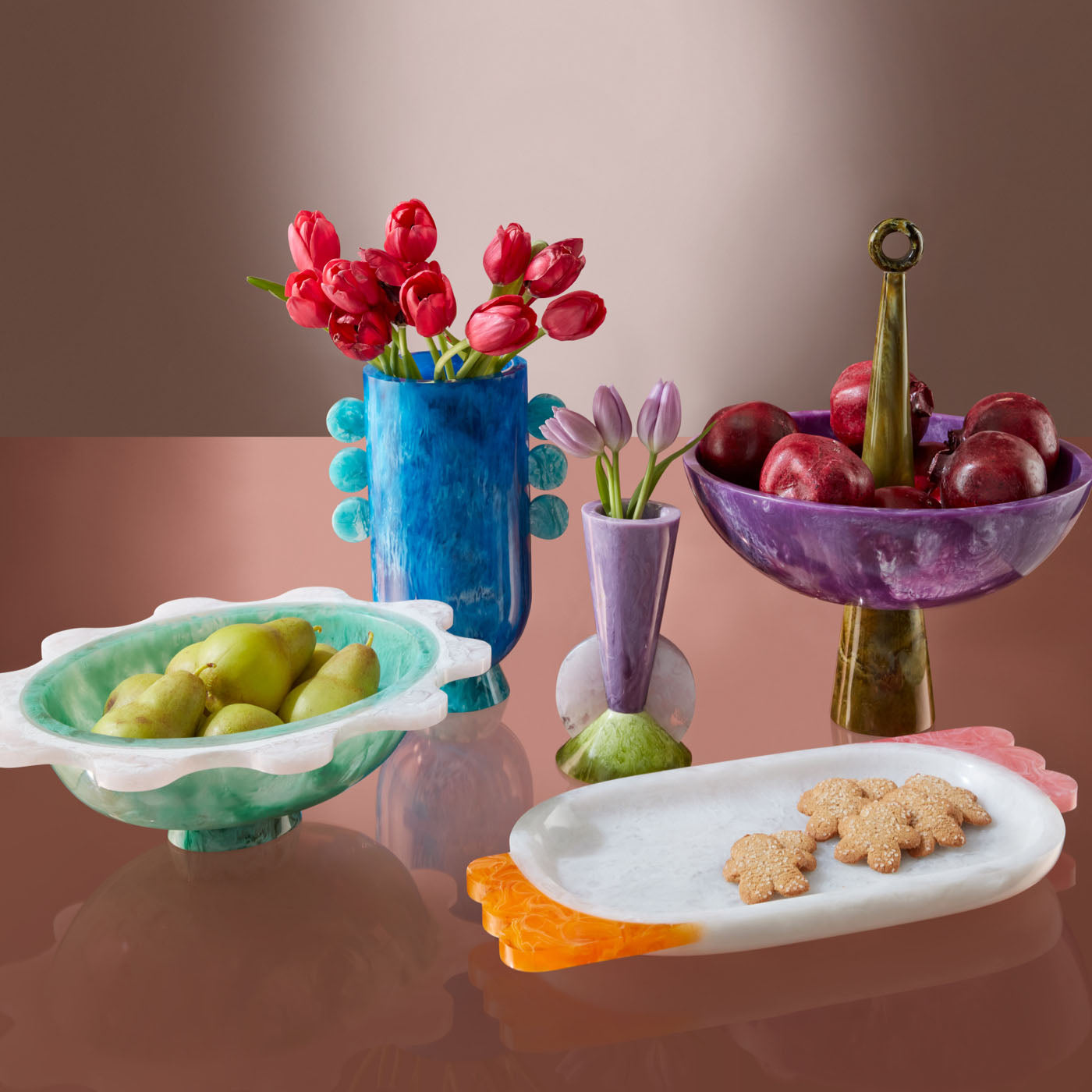 Mustique Ripple Bowl Celadon White - group shot