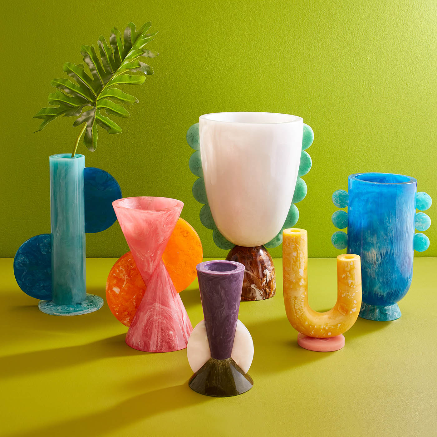 mustique cone vase pink orange acrylic - group shot
