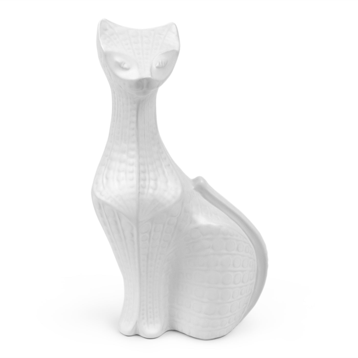 menagerie cat medium stoneware white - front view